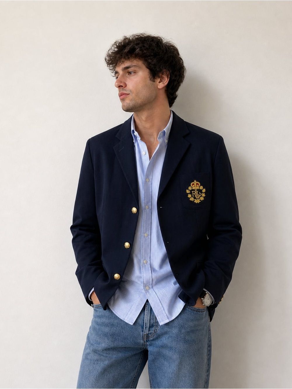 Vintage Lauren Ralph Lauren crest and crown blazer worsted wool gold buttons 16